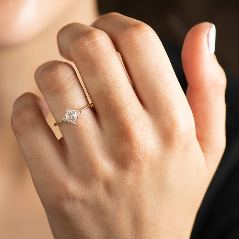 Hexagon diamond engagement ring Clearance