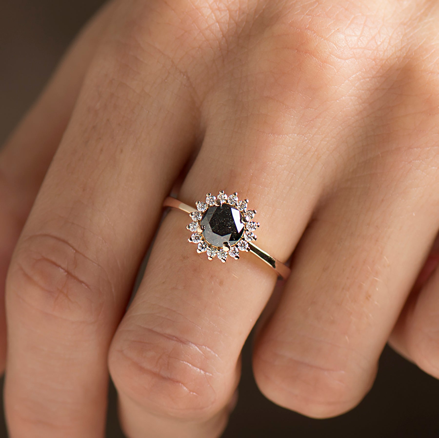 Halo Black Diamond Ring