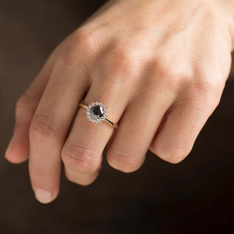 Halo Black Diamond Ring