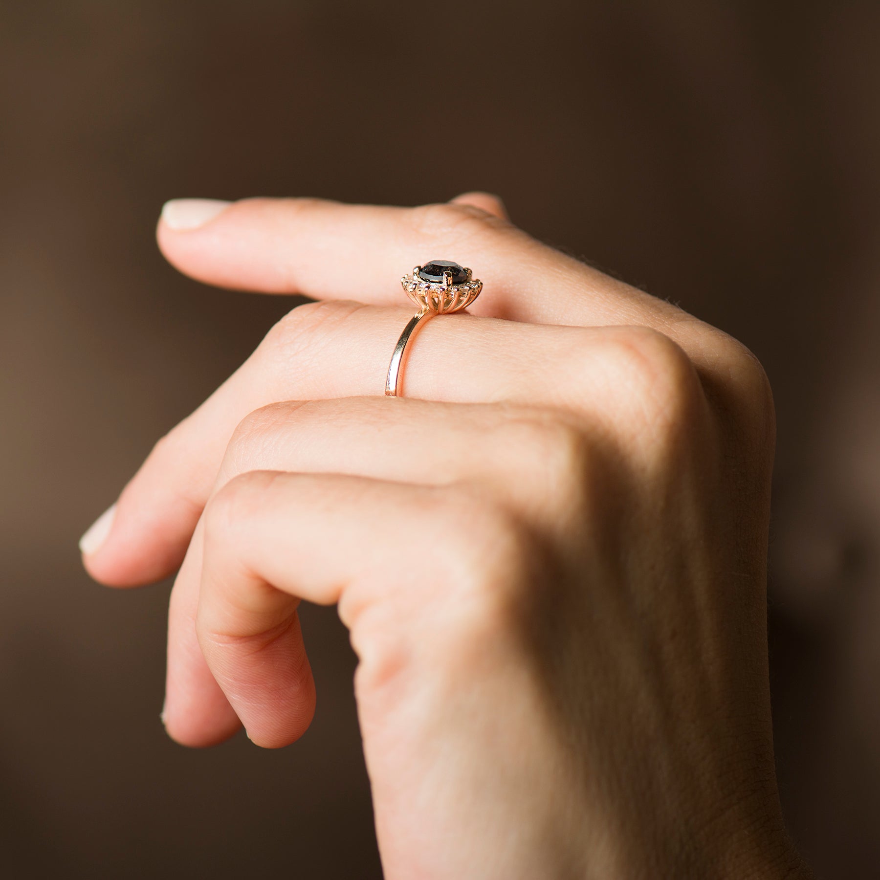 Halo Black Diamond Ring