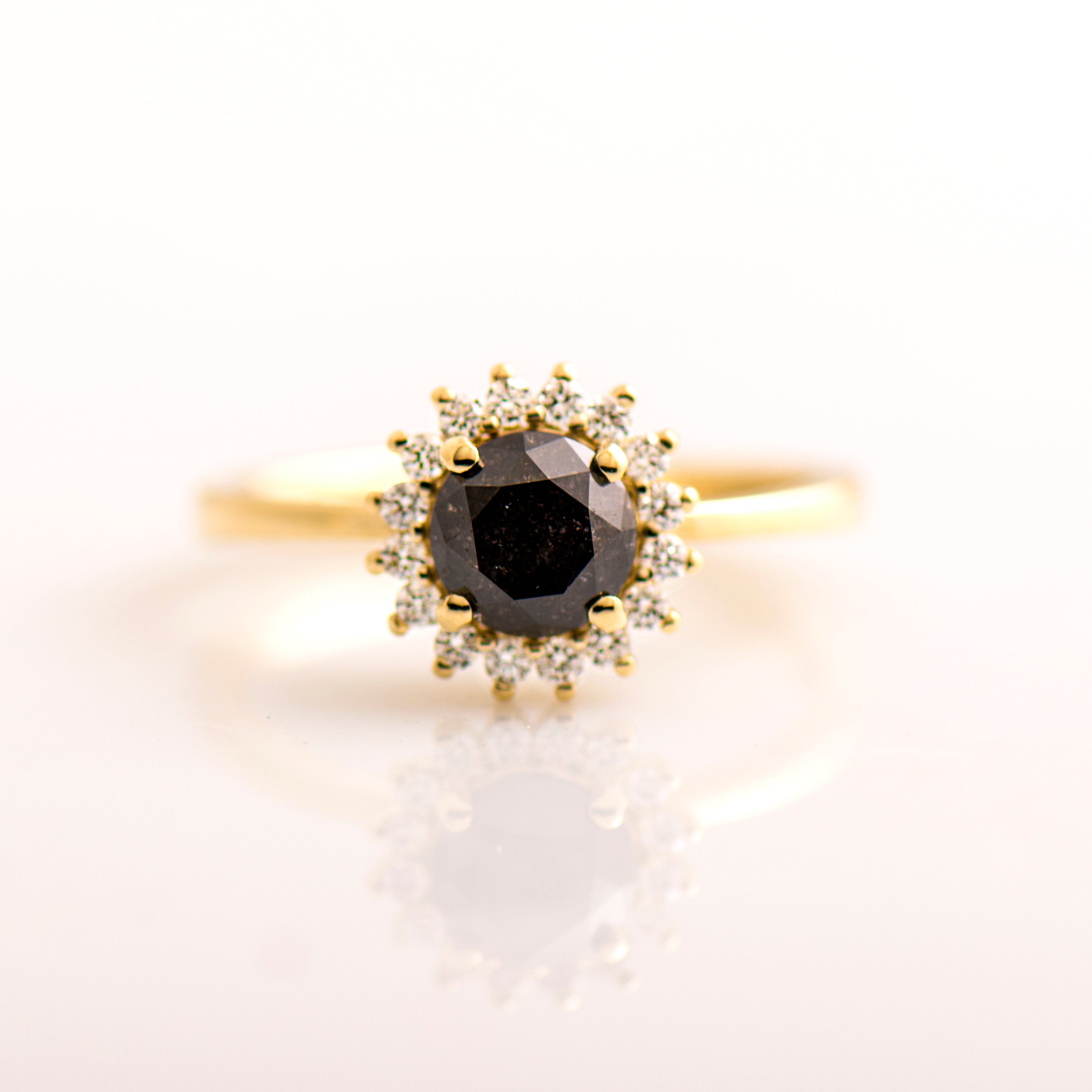 Halo Black Diamond Ring