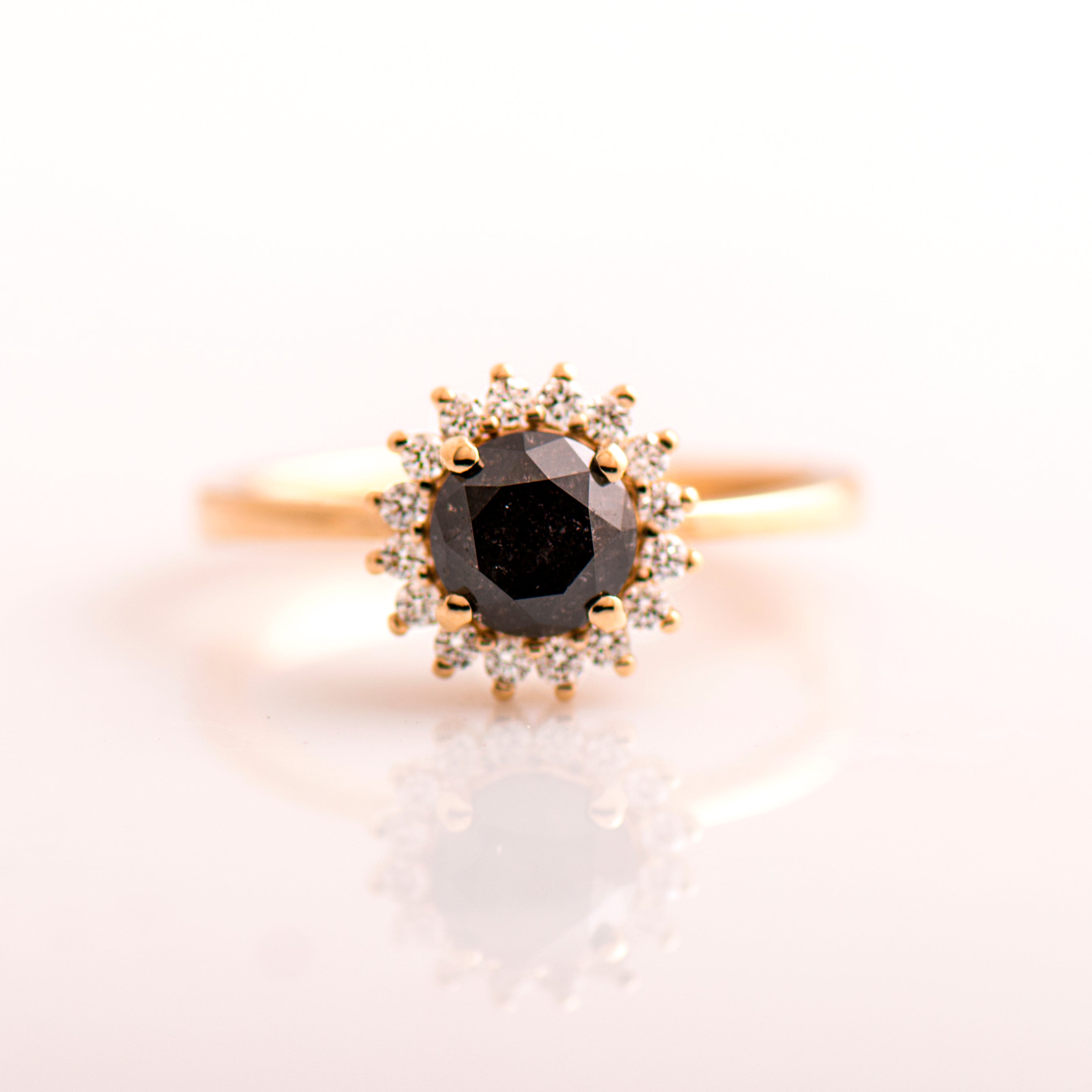 Halo Black Diamond Ring