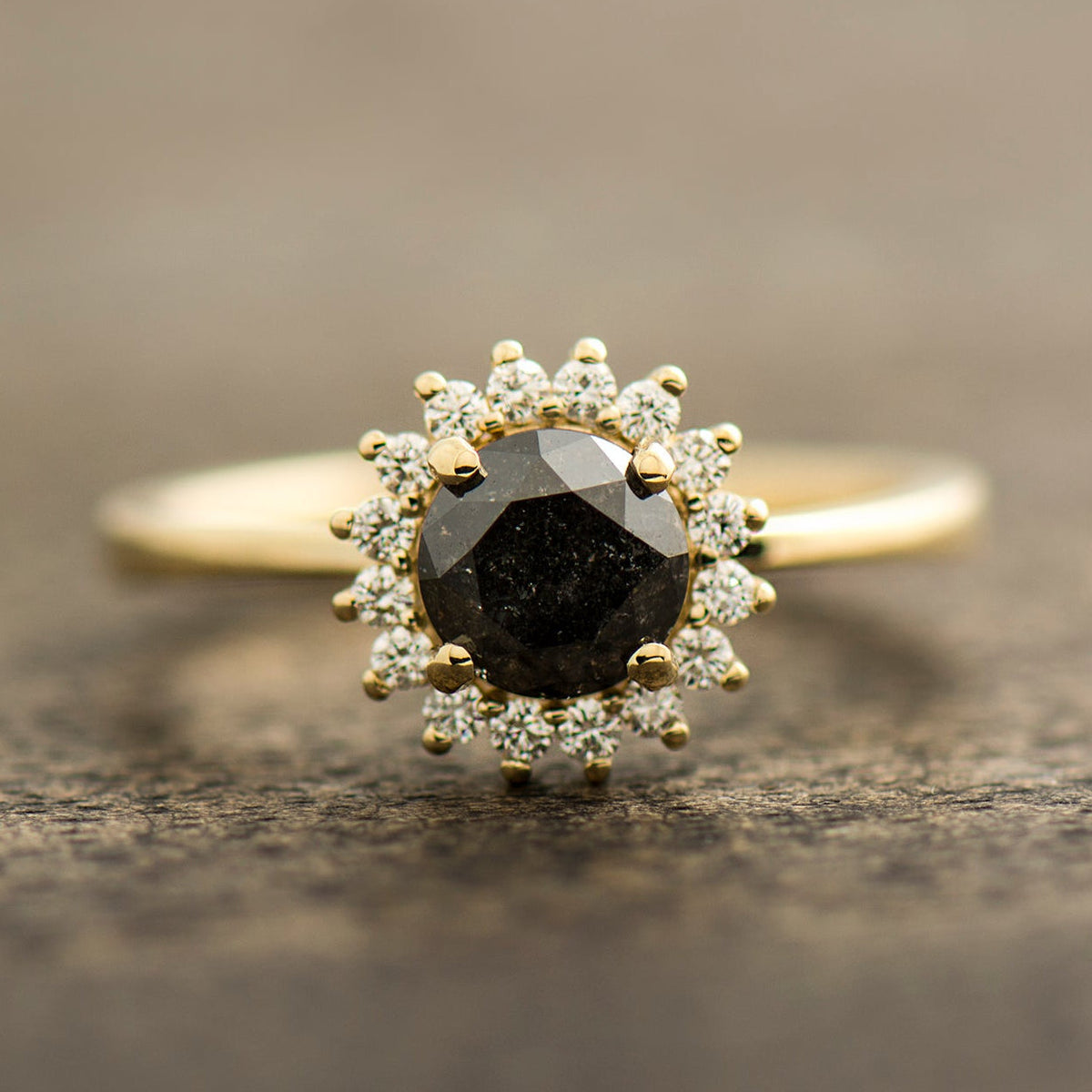 Halo Black Diamond Ring