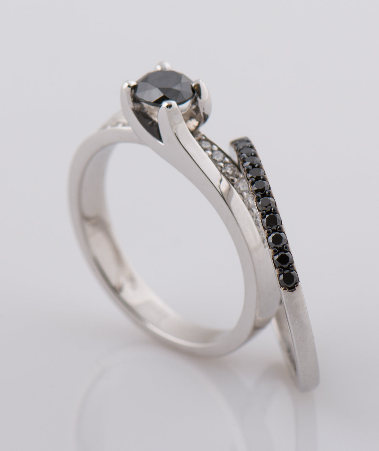 Bypass Engagement Ring 2 - Black diamond