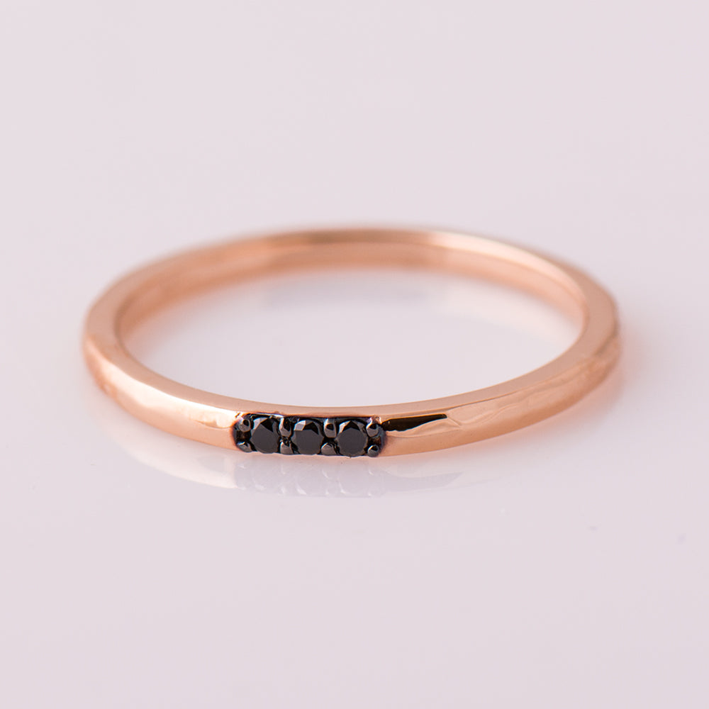 1.5 mm Black Diamond 3 Stone Ring