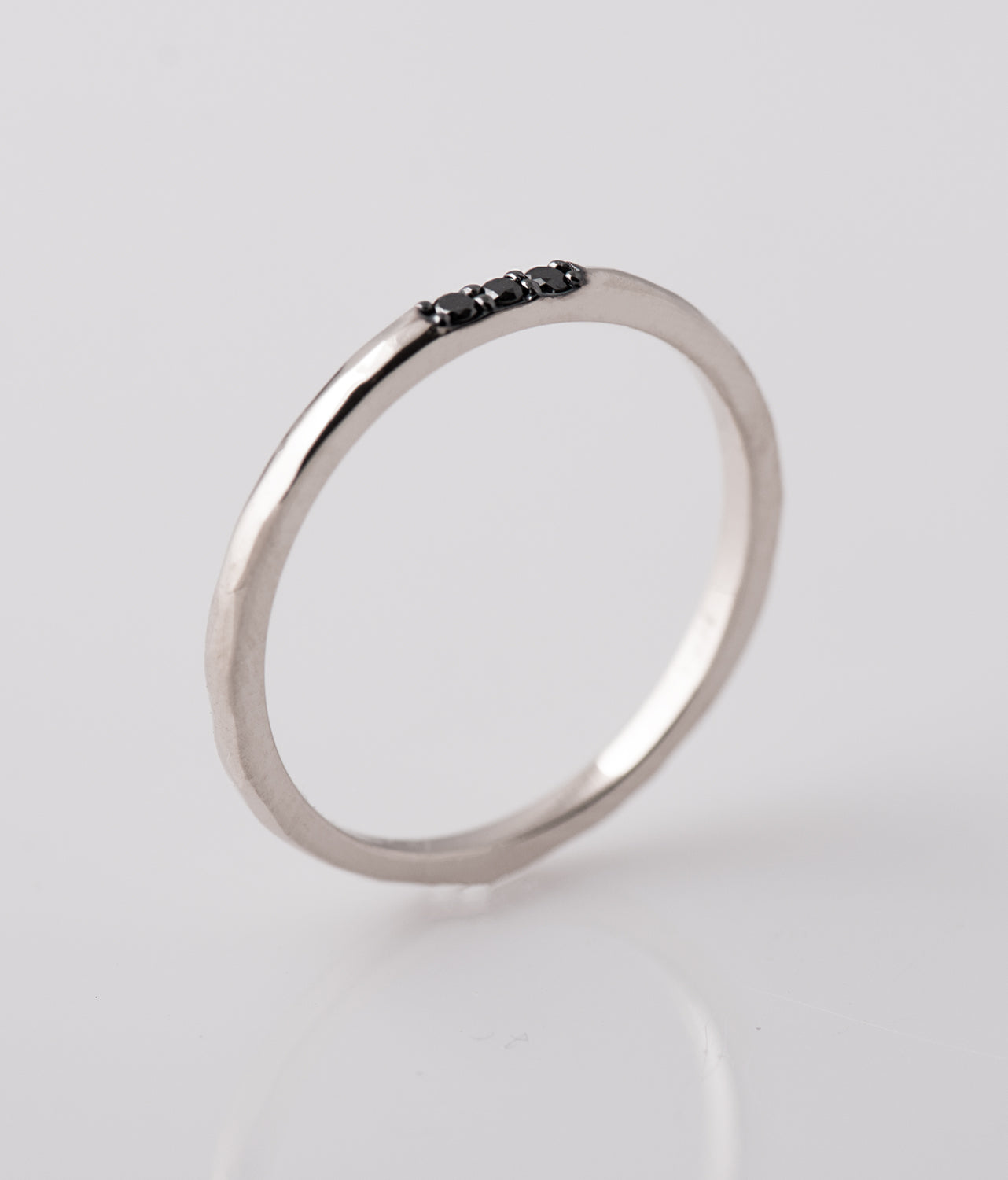 1.5 mm Black Diamond 3 Stone Ring