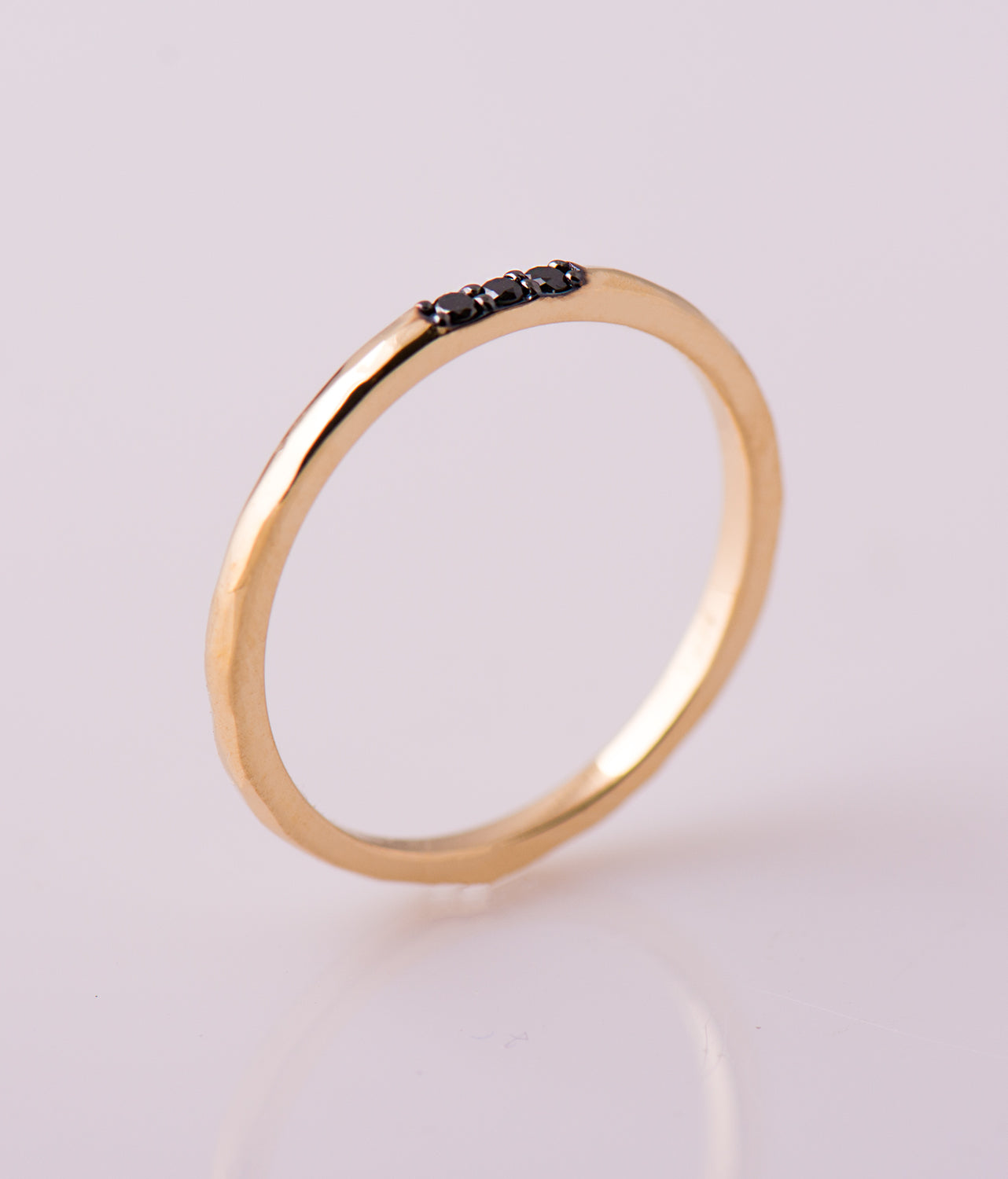 1.5 mm Black Diamond 3 Stone Ring