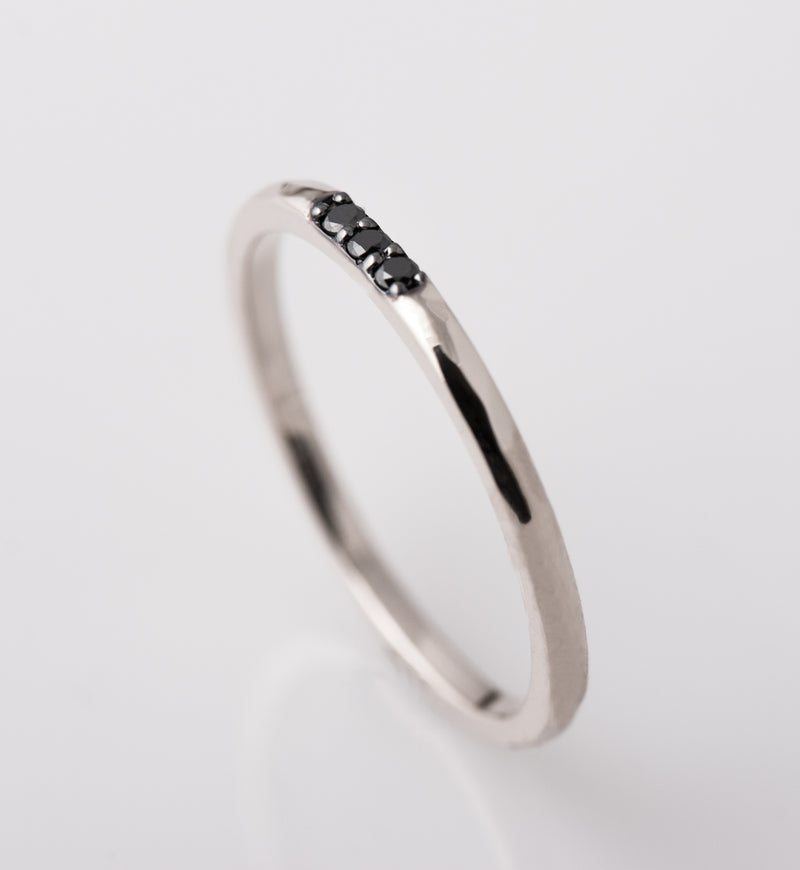 1.5 mm Black Diamond 3 Stone Ring