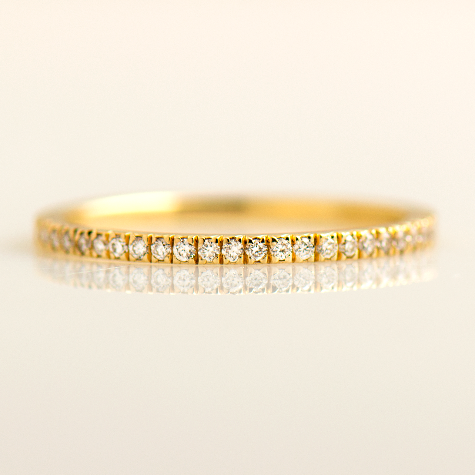 1.4mm Thin Pave' Ring - 14K Yellow Gold