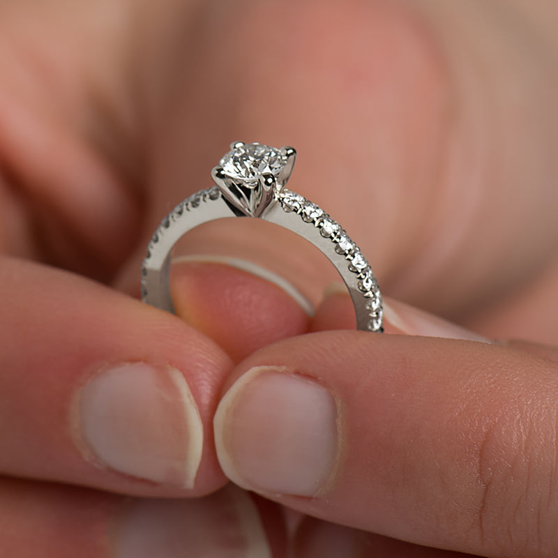 Classic Pave' Engagement Ring - Round