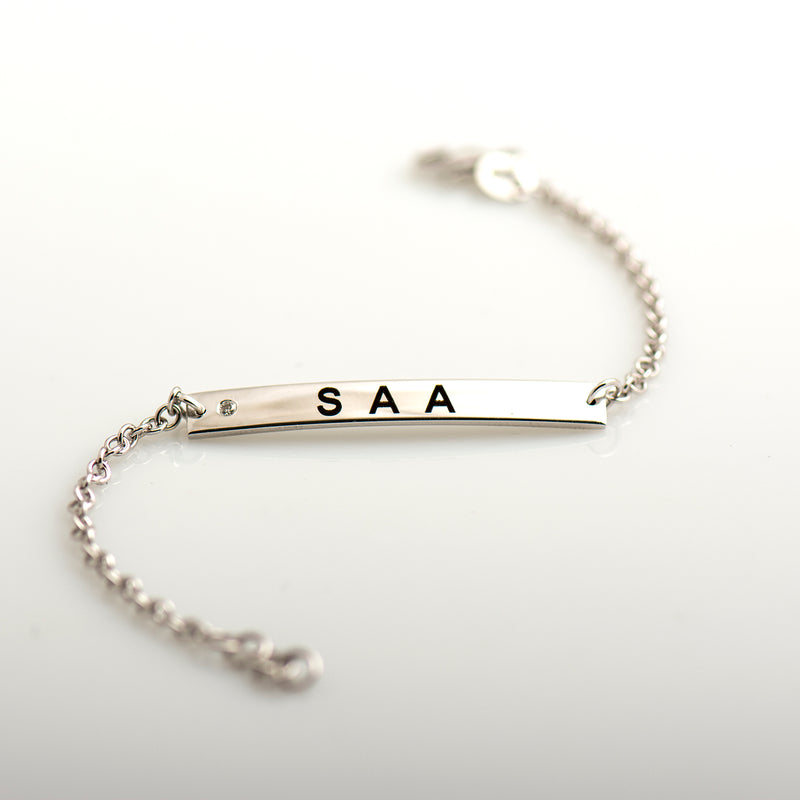 Silver Personalised Long Bar Bracelet | Under the Rose