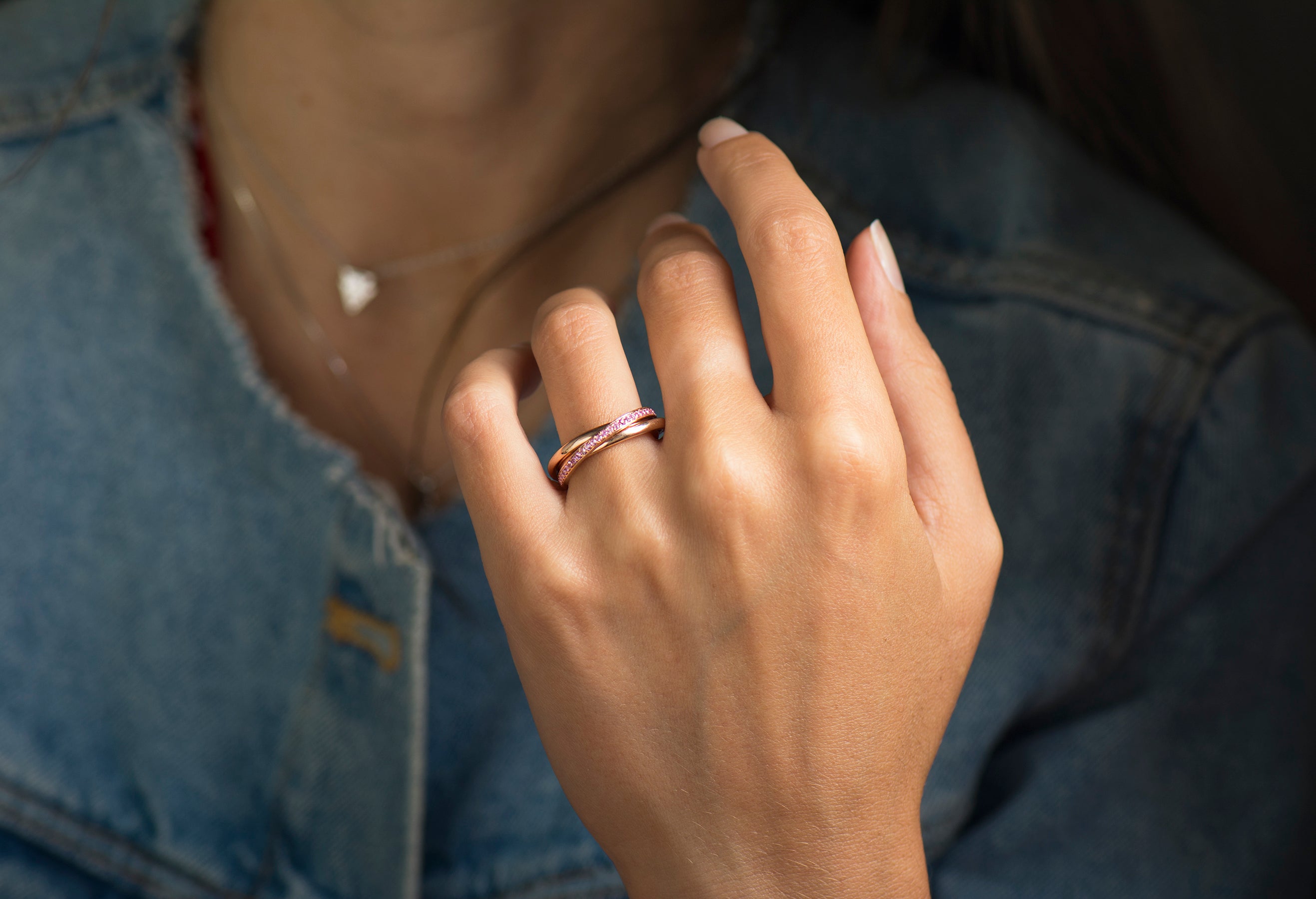 Interlocking Pink Sapphires Ring