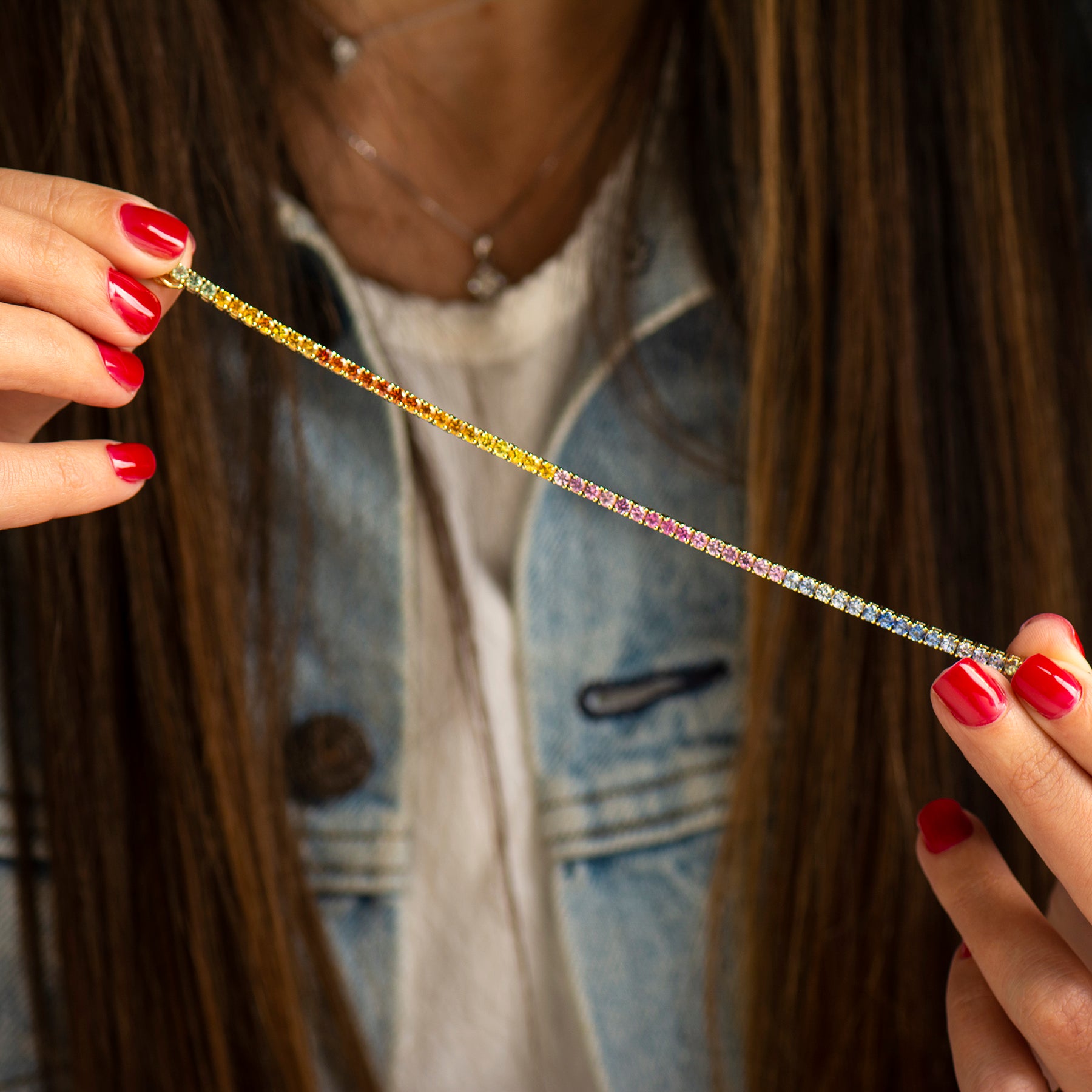 Multicolor tennis sapphire Bracelet