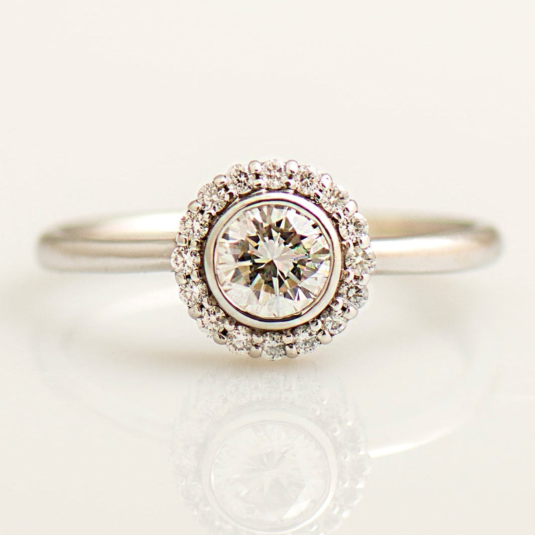 Flower Halo Engagement Ring