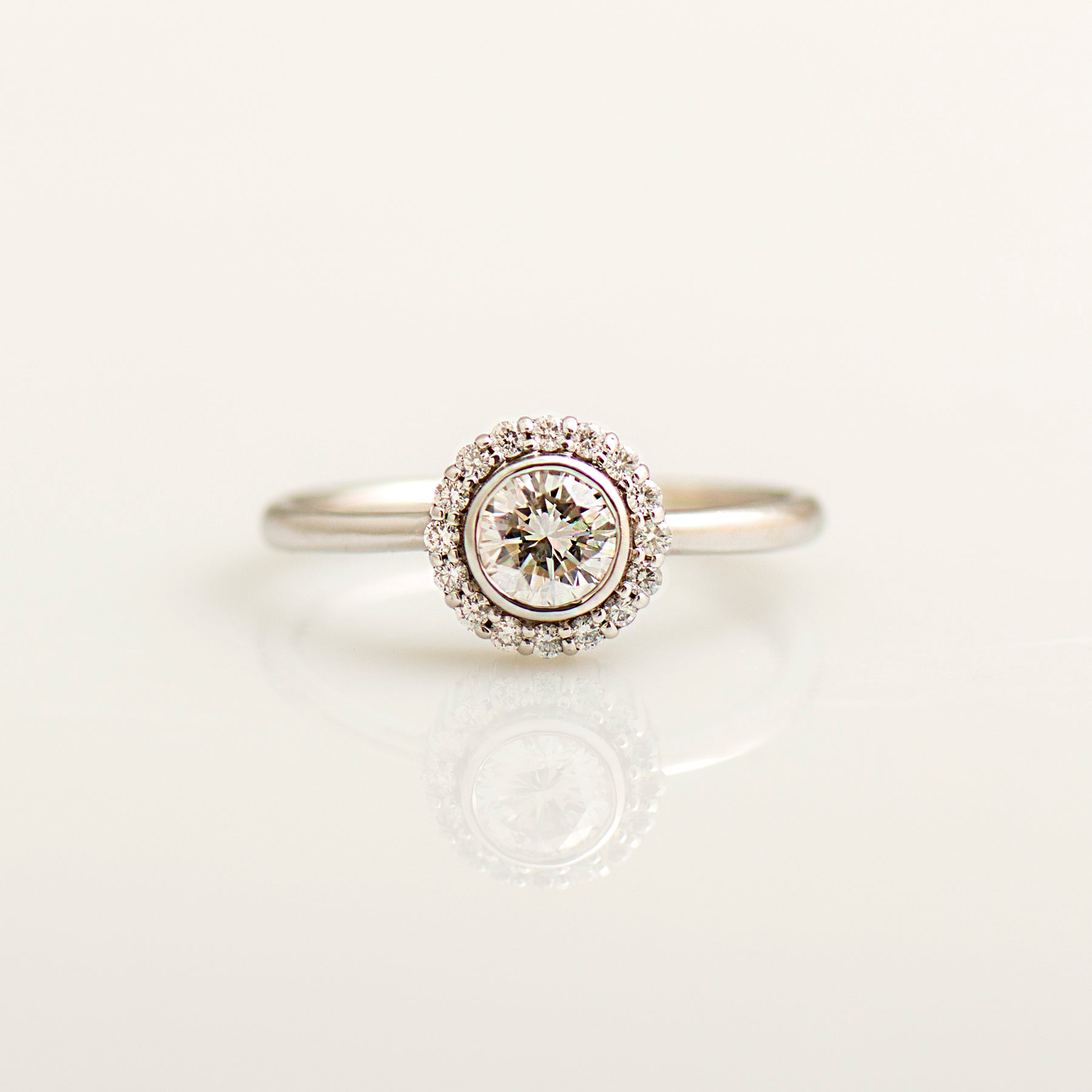 Flower Halo Engagement Ring