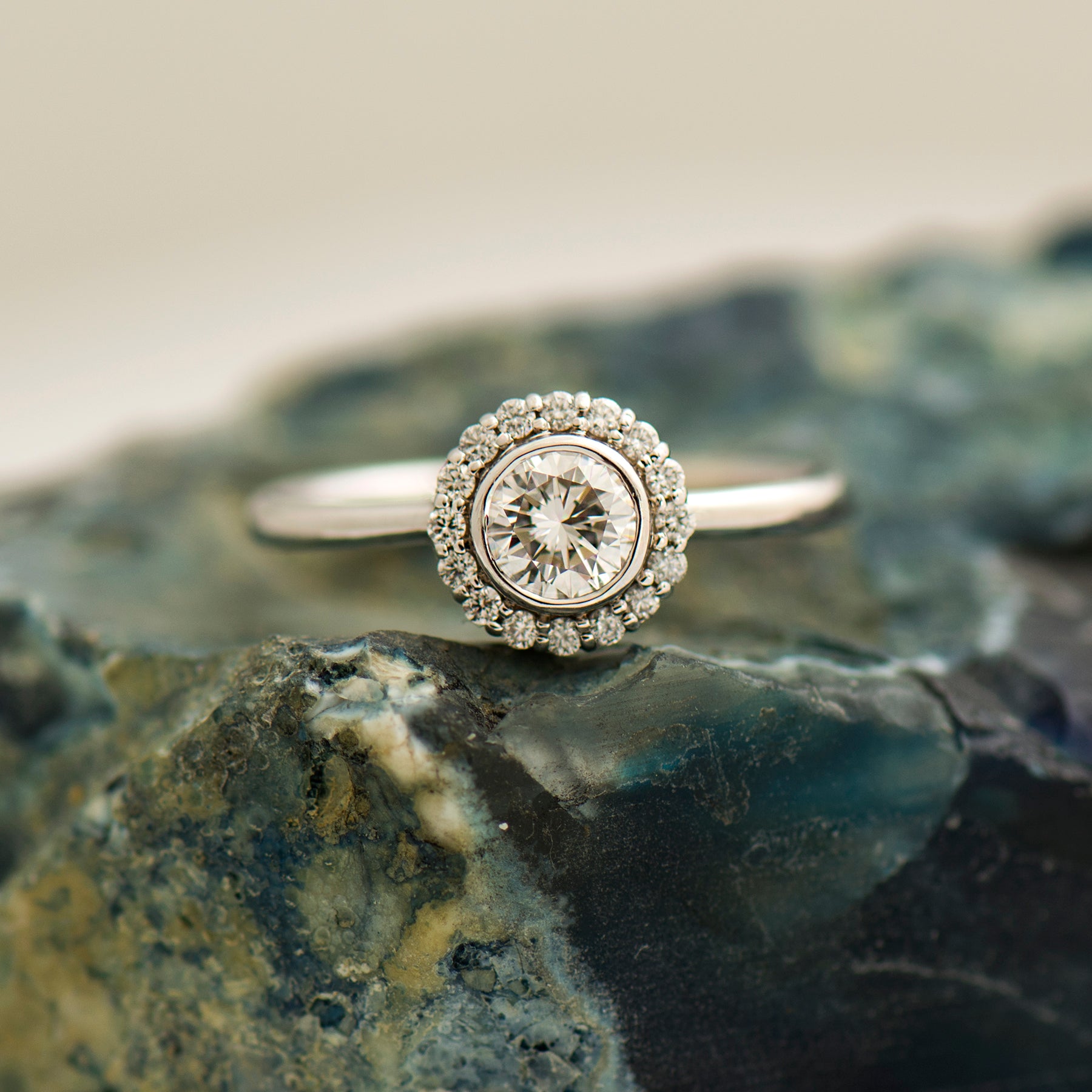 Flower Halo Engagement Ring