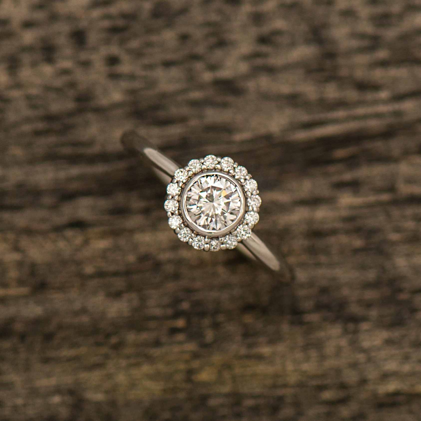 Flower Halo Engagement Ring