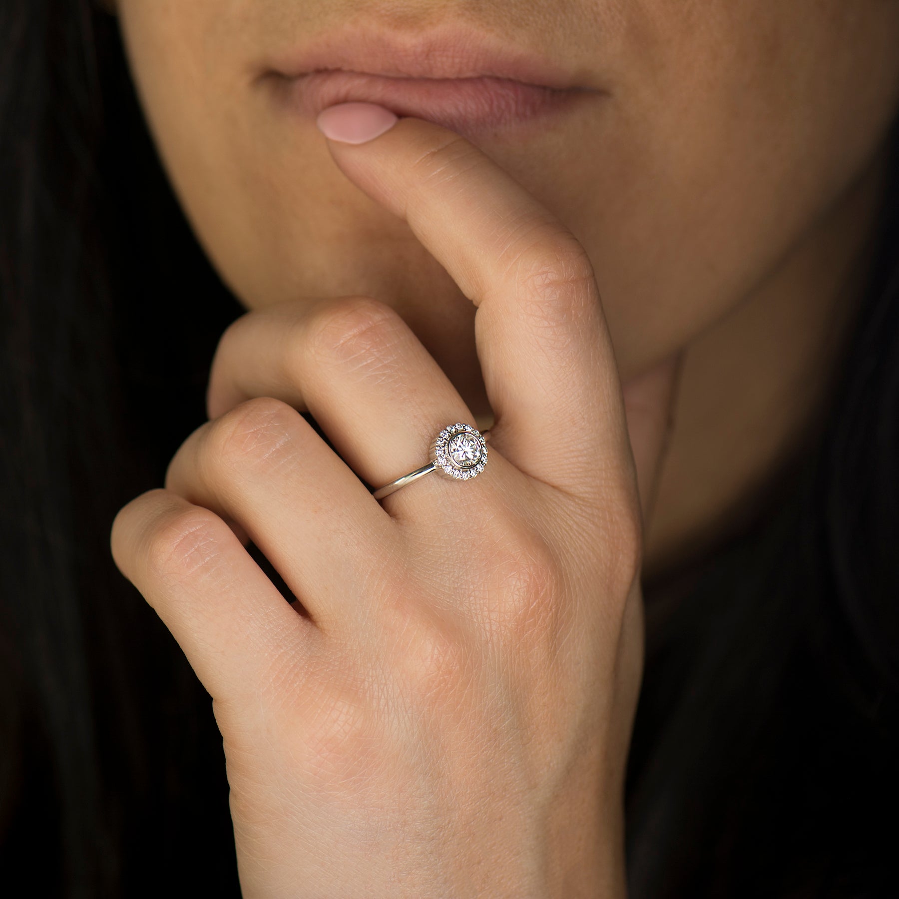 Flower Halo Engagement Ring