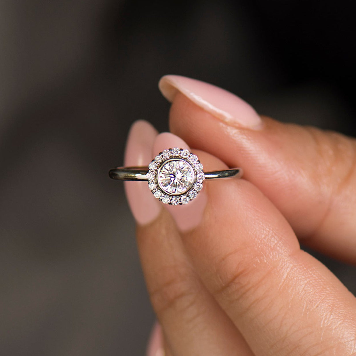 Flower Halo Engagement Ring