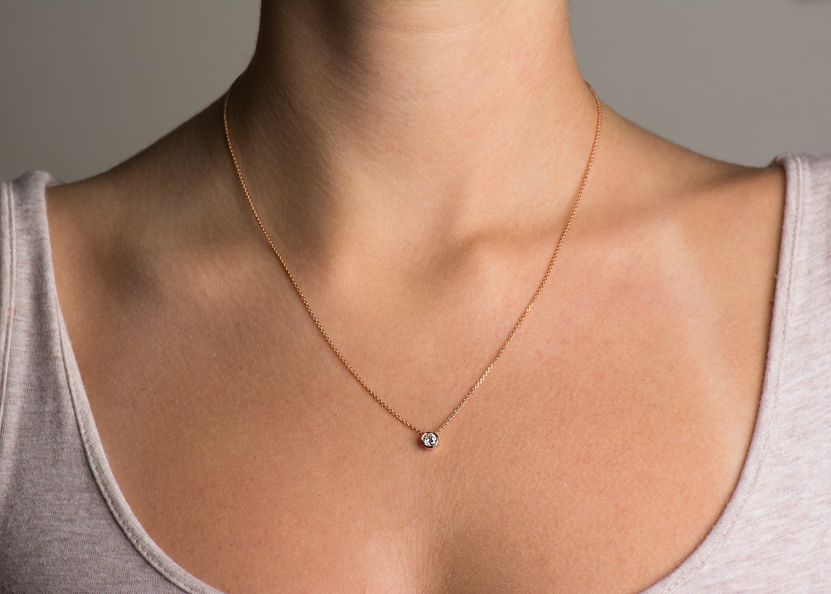 Round Diamond Solitaire Necklace