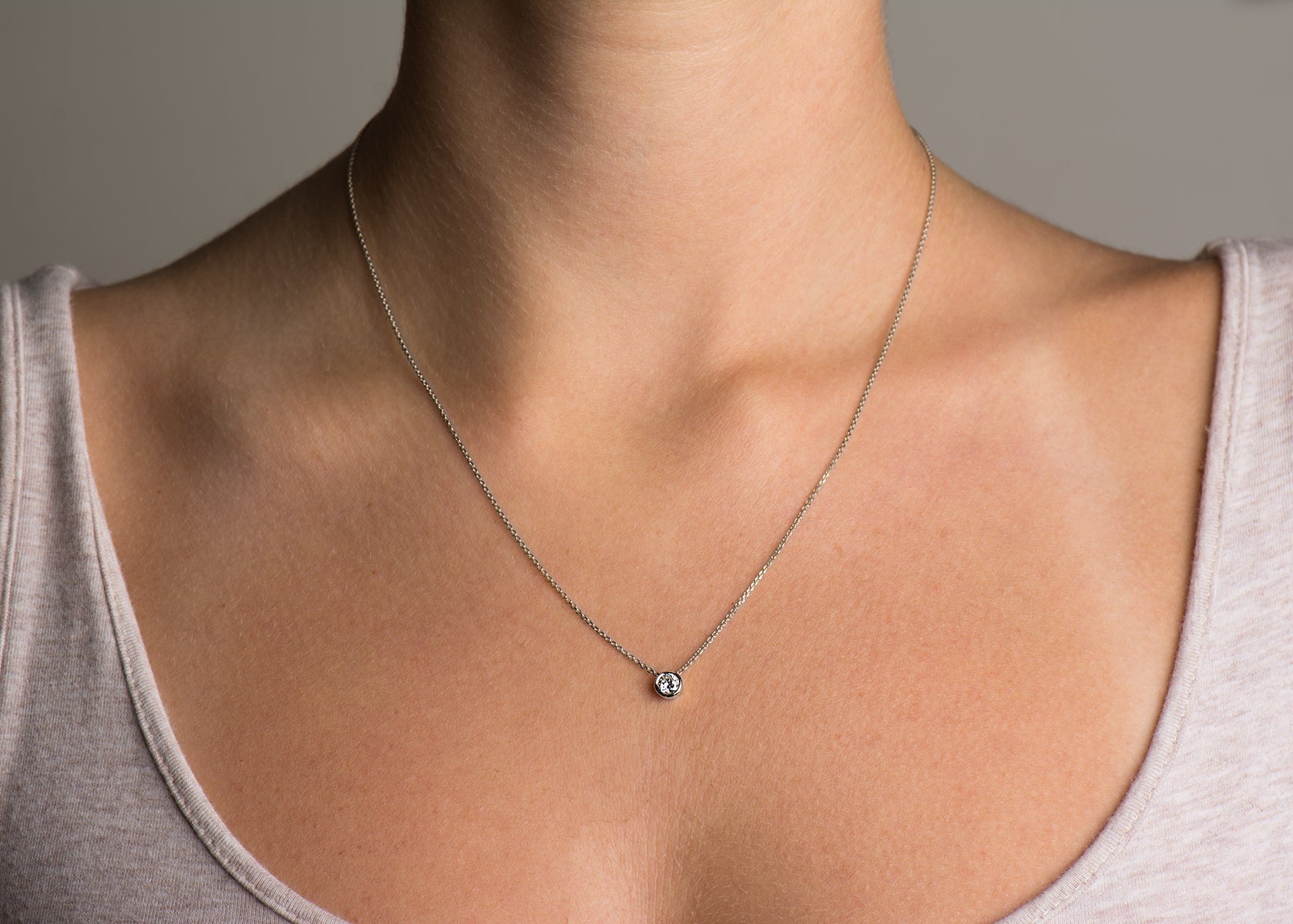 Round Diamond Solitaire Necklace