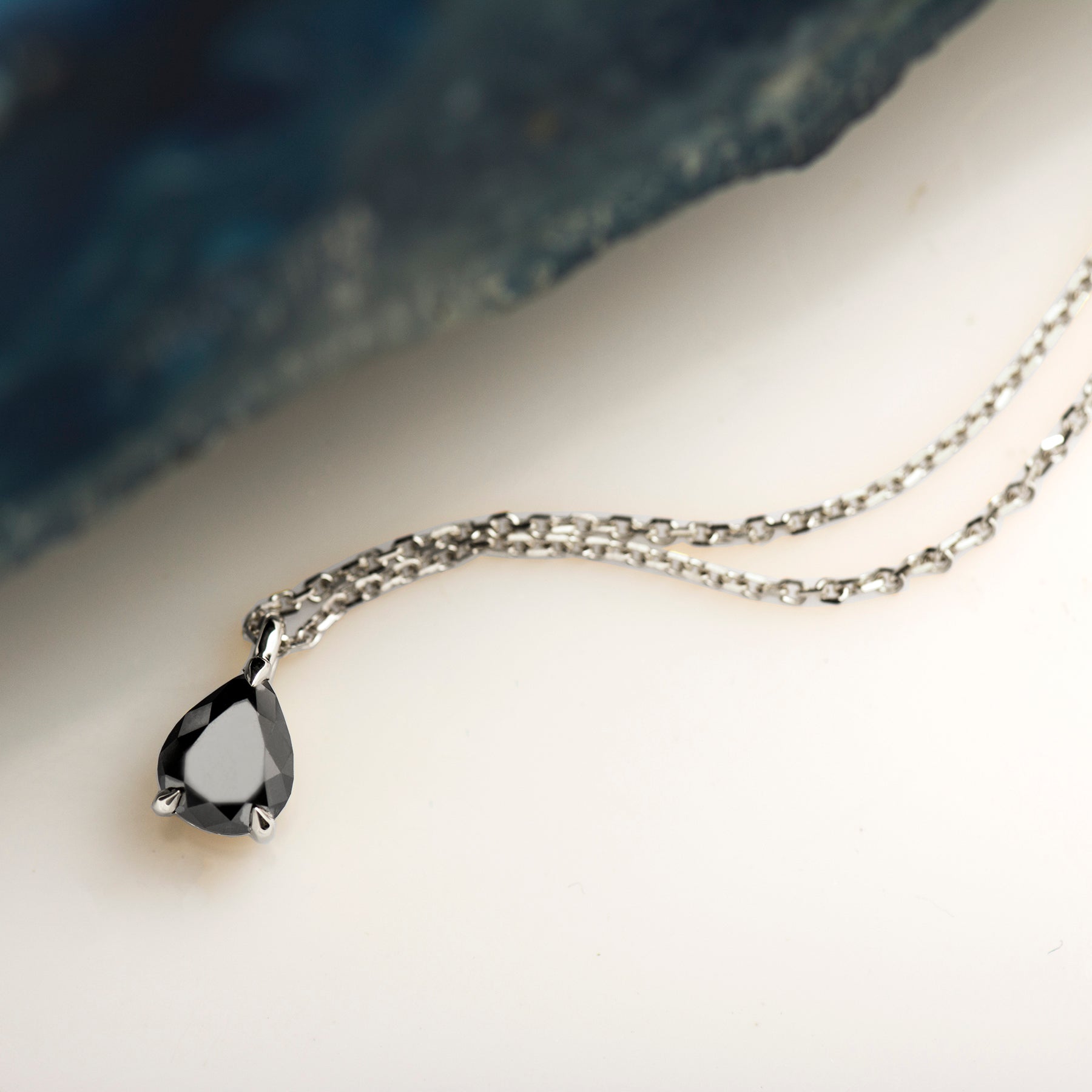 Black Pear Diamond Necklace