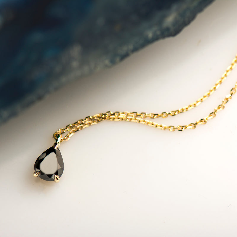 Black Pear Diamond Necklace