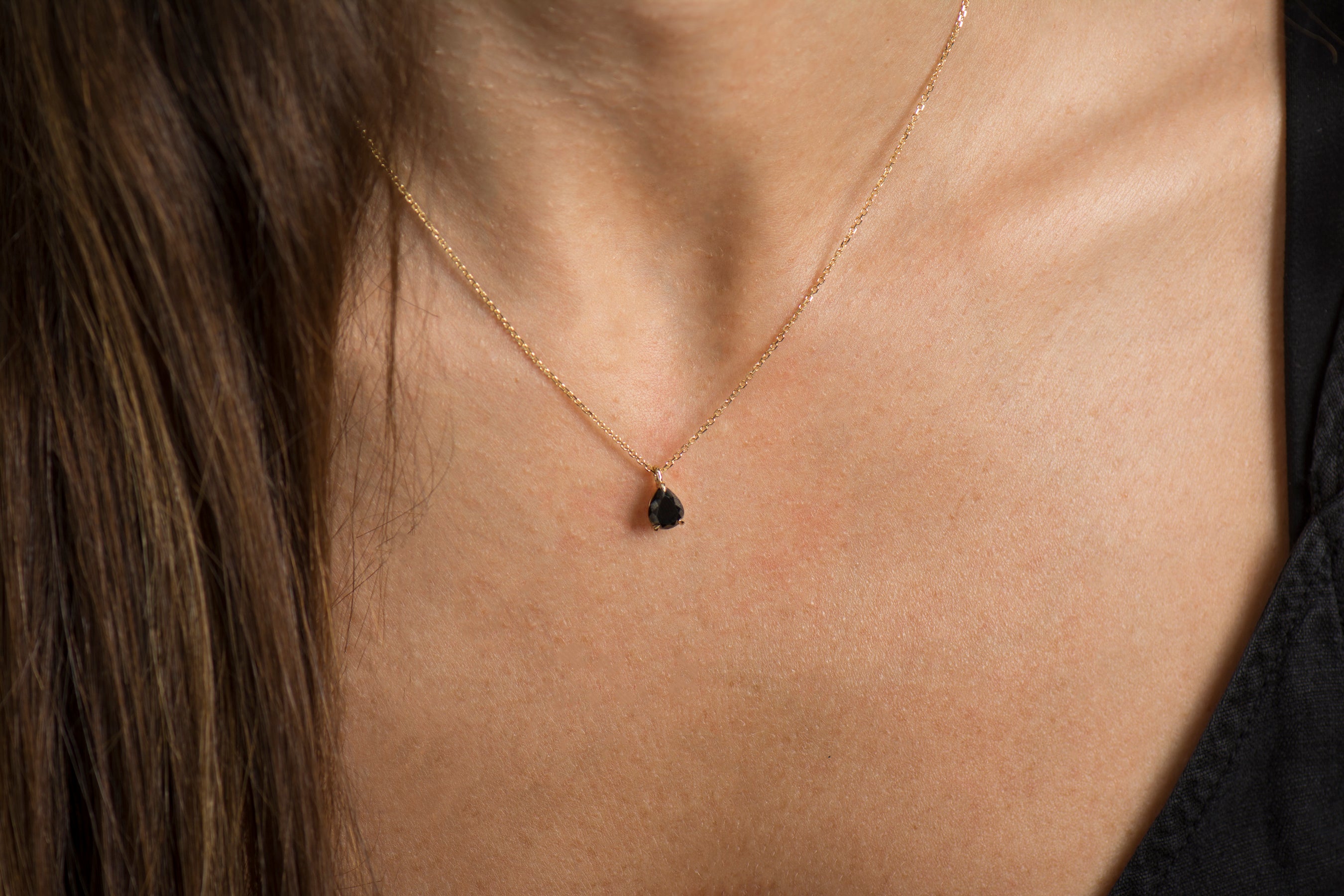 Black Pear Diamond Necklace