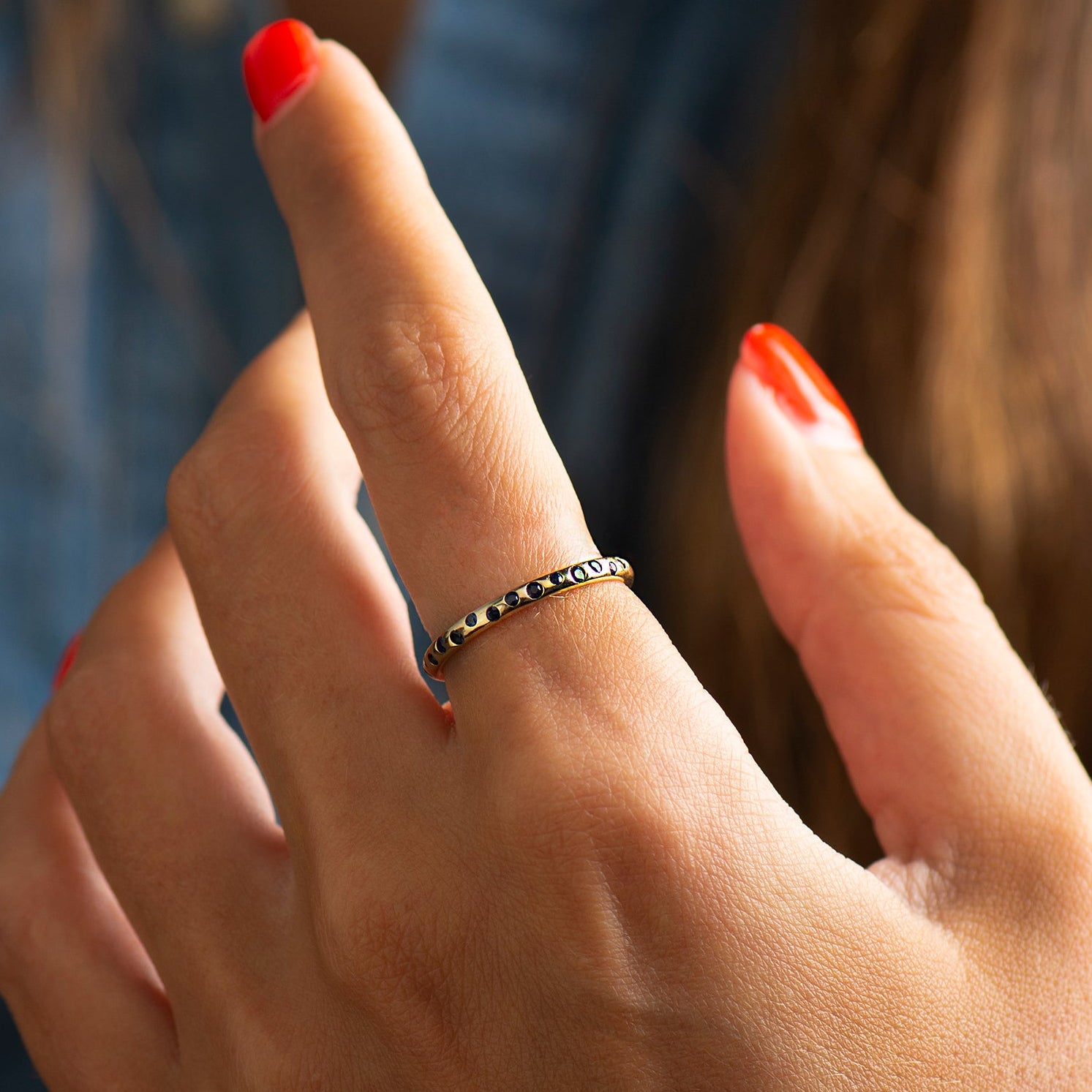 Half Eternity Sapphires Ring