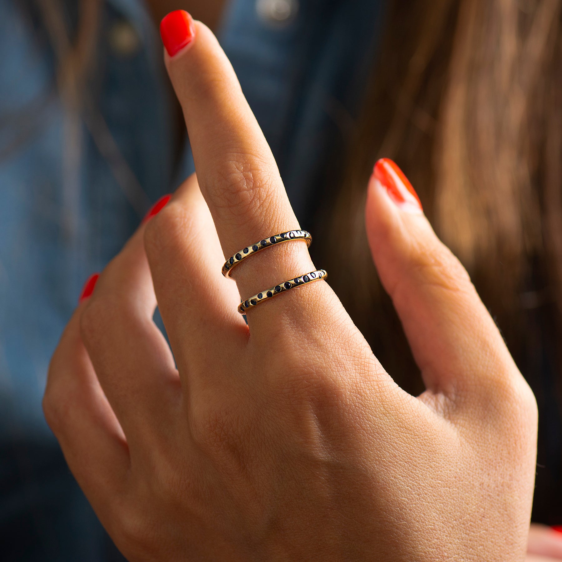 Half Eternity Sapphires Ring