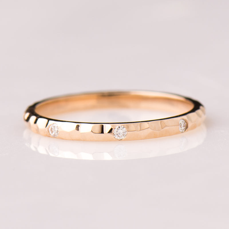 2 MM EVENLY SPACED ETERNITY  Diamond RING - Hammered