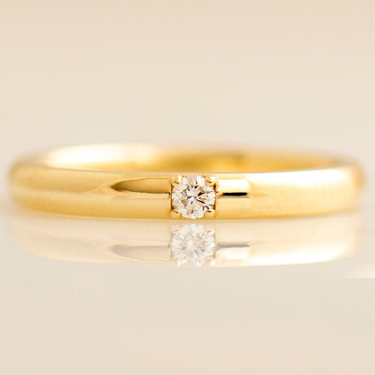 2.5 mm Single Diamond Ring - 14K Yellow Gold