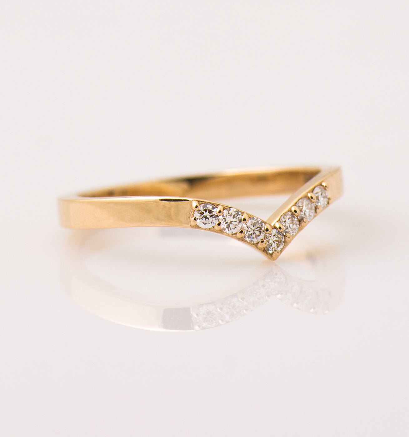 Medium Wide V Shape 7 Diamonds Ring