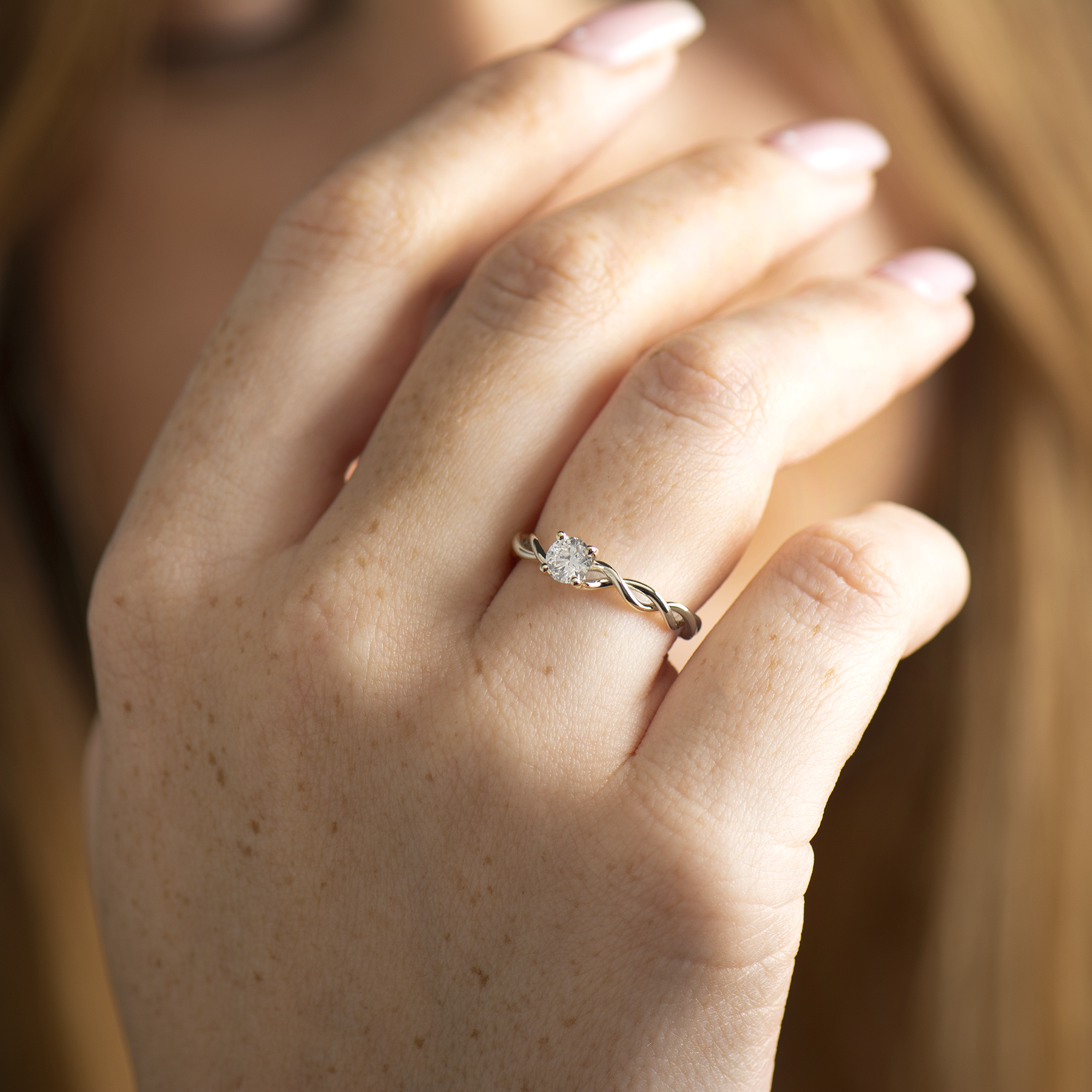 Solitaire Braided Engagement Ring