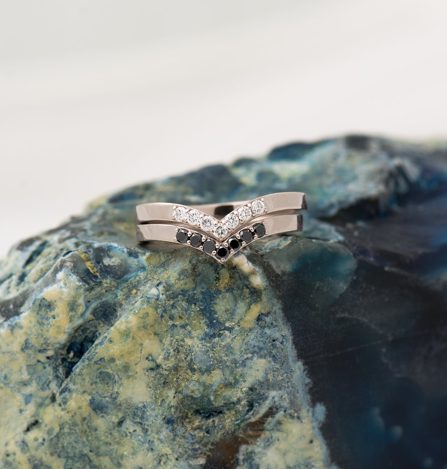 Medium Wide V Shape 7 Diamonds Ring