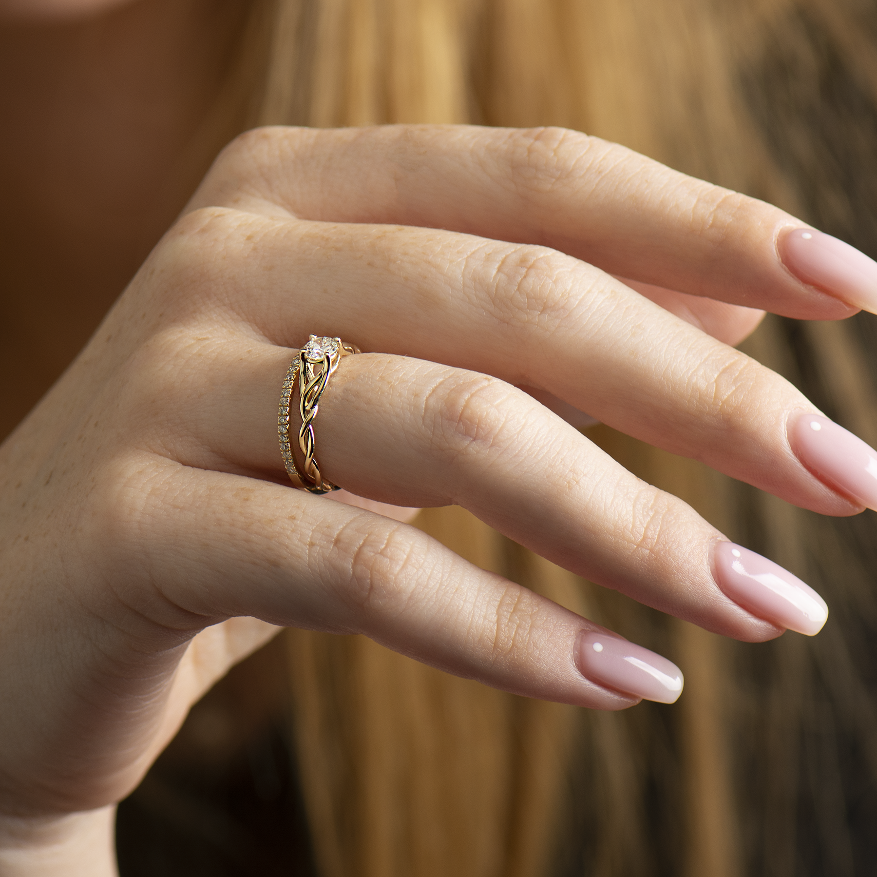 Solitaire Celtic Braided Engagement Ring