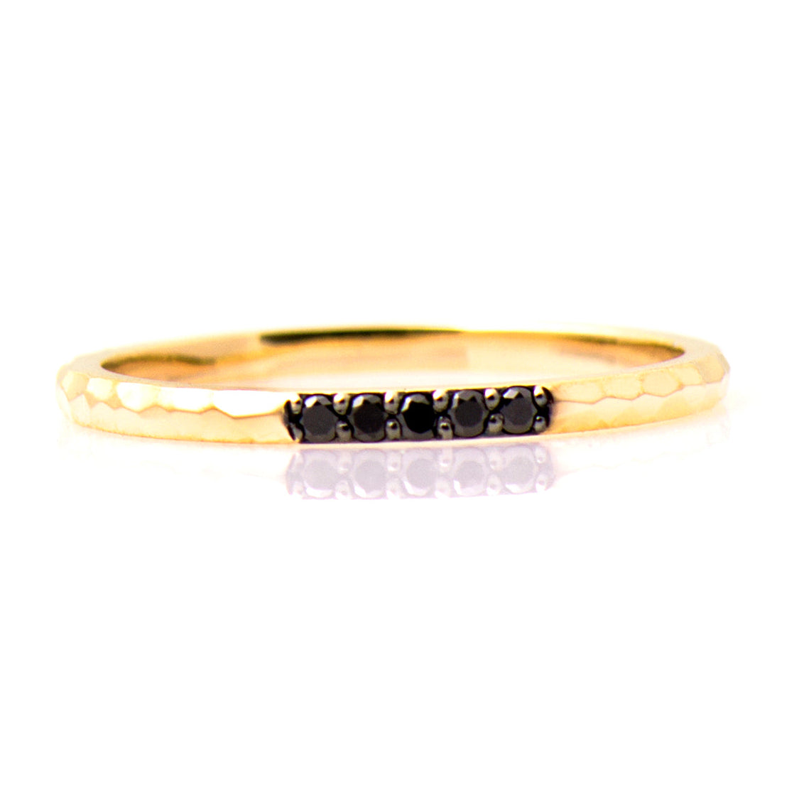 1.5 mm Hammered Black Diamond 5 Stone Ring