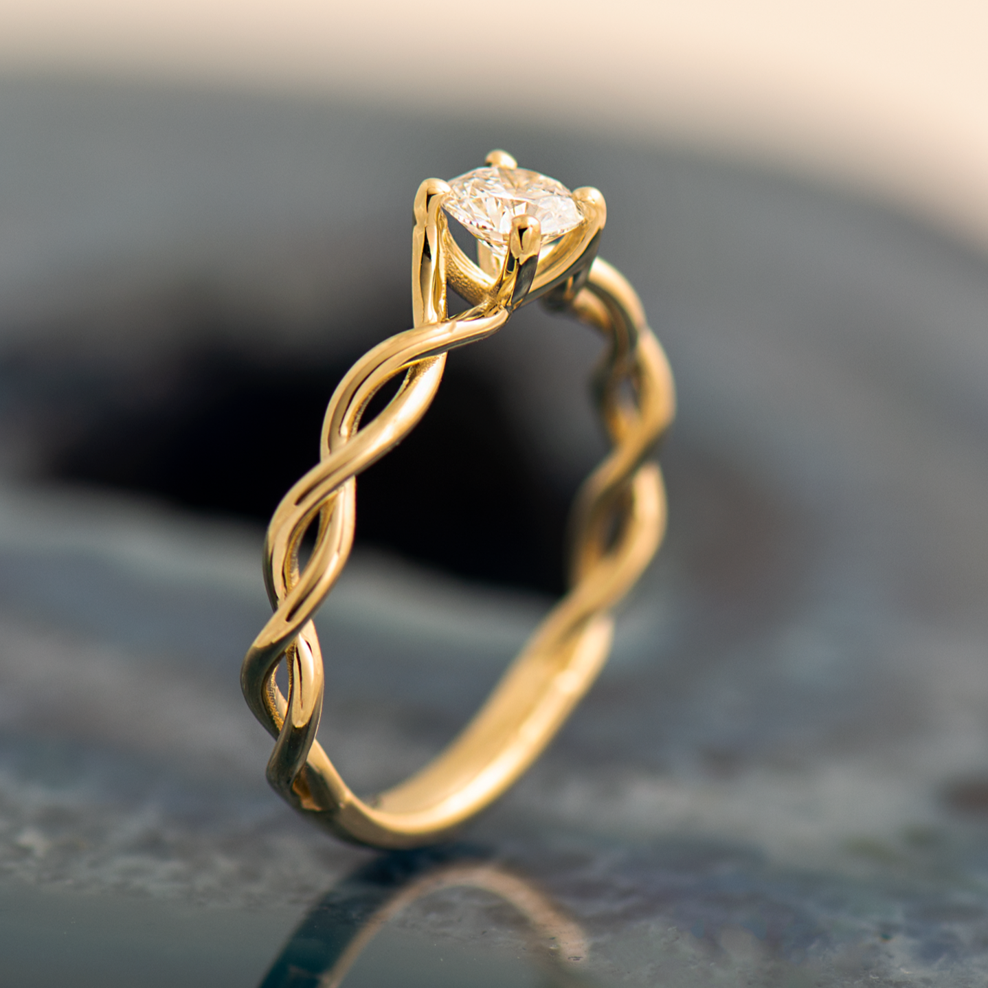 Solitaire Braided Engagement Ring