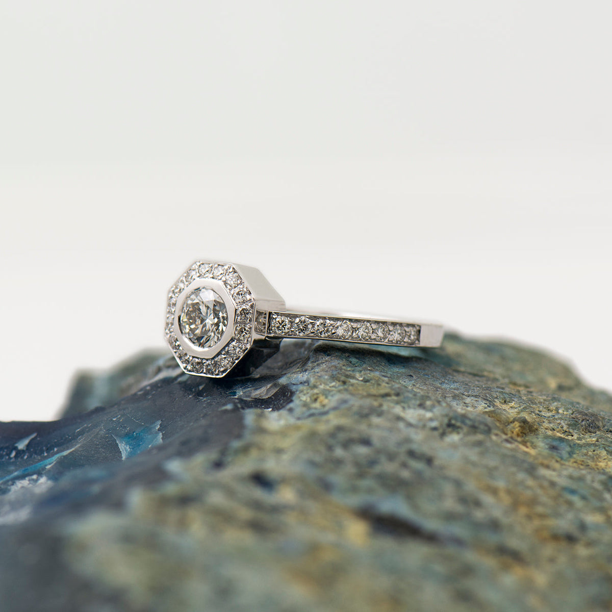 The Octagon Halo Ring