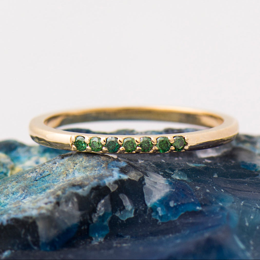 1.5 mm Green Diamonds Stack Ring