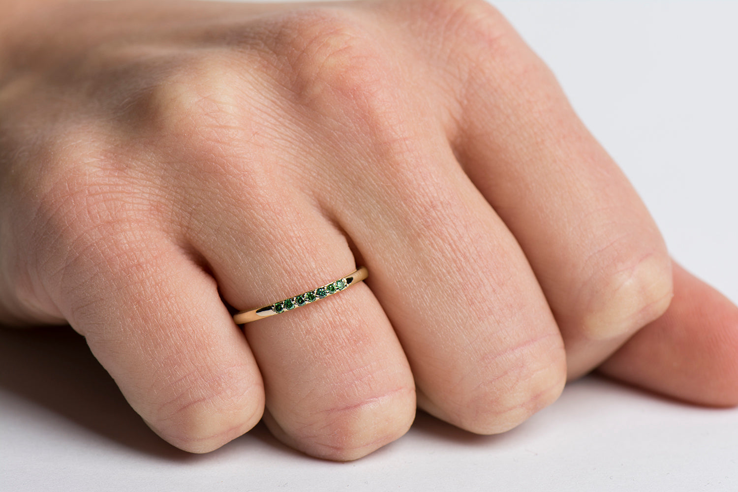 1.5 mm Green Diamonds Stack Ring