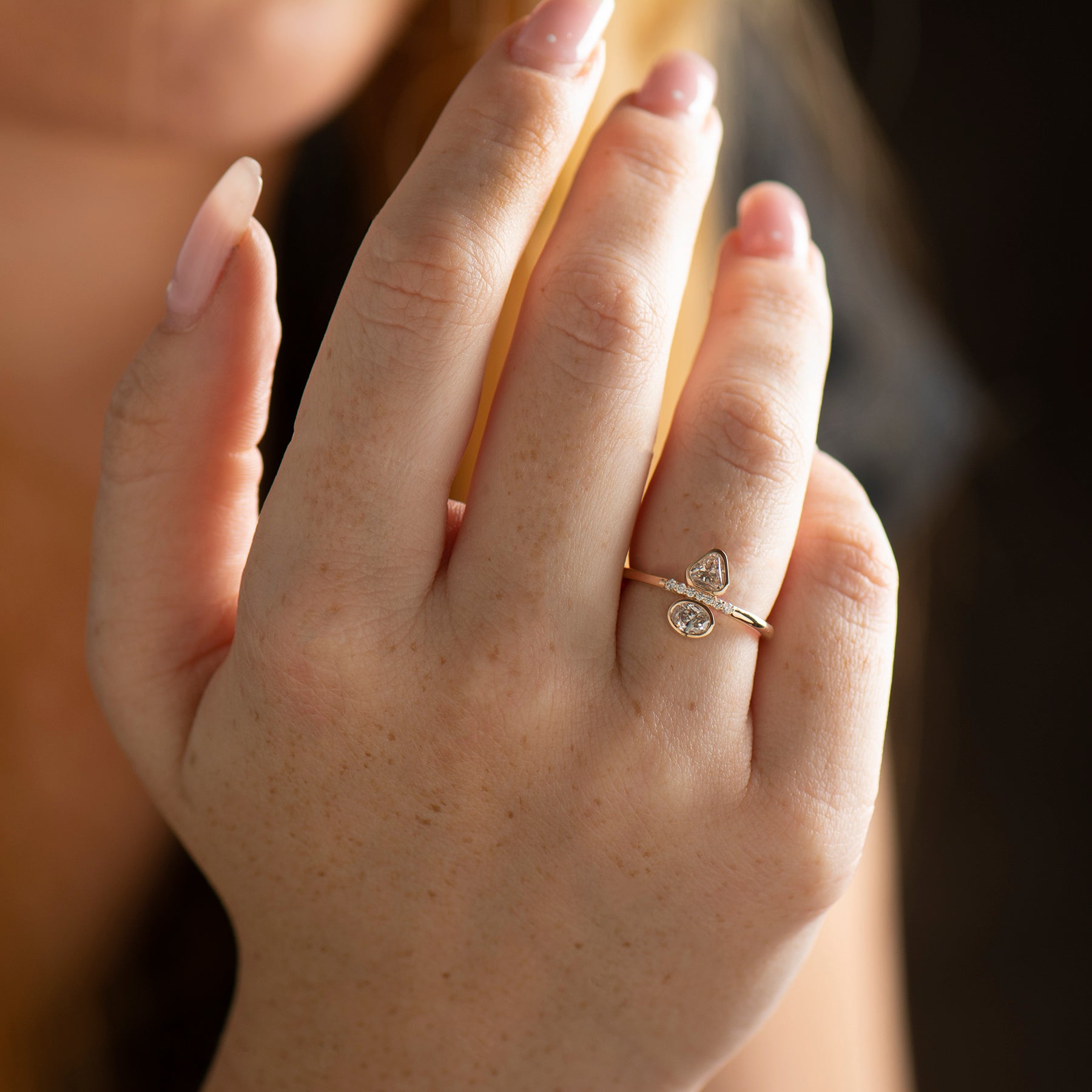 Triangle And Oval Engagement Ring