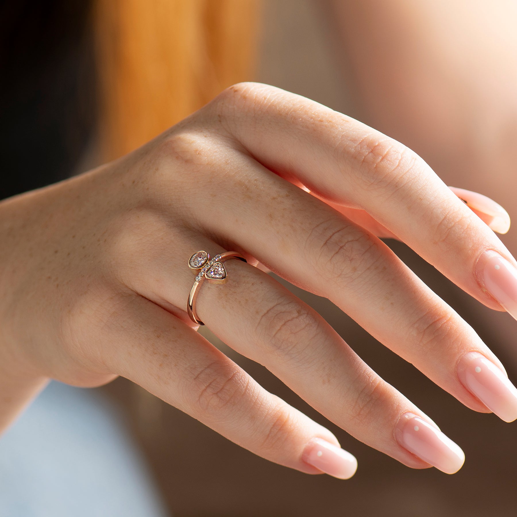 Triangle And Oval Engagement Ring