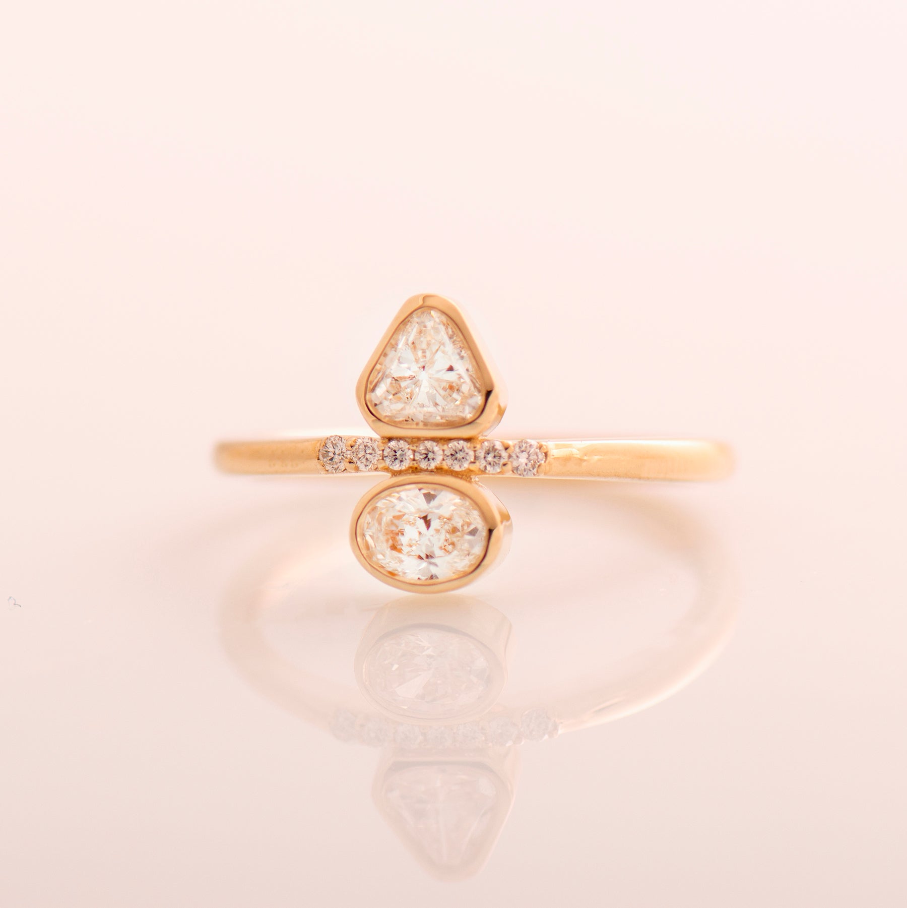 Triangle And Oval Engagement Ring