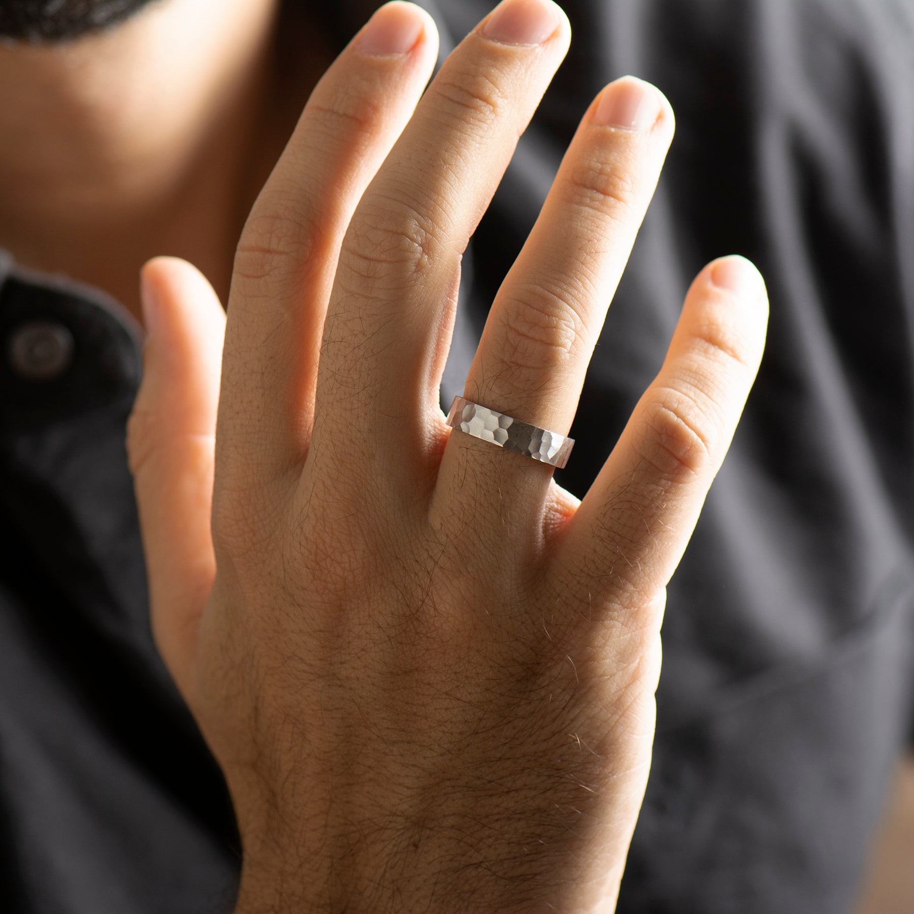 Hammered Textured Wedding Ring