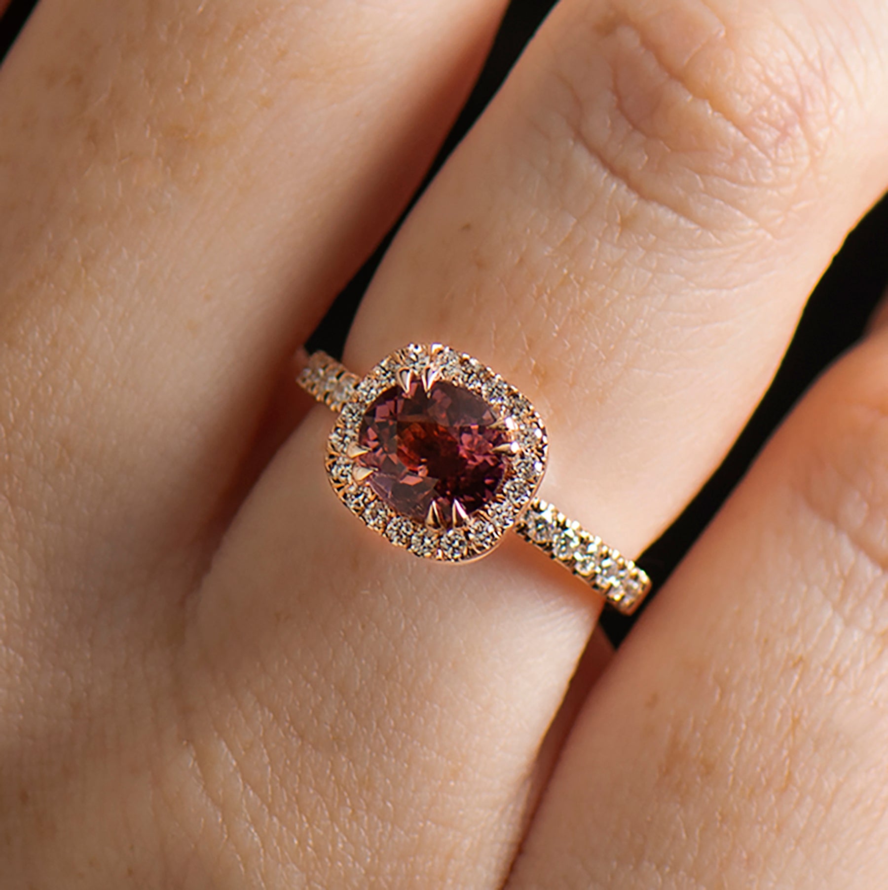 Halo Tourmaline Engagement Ring