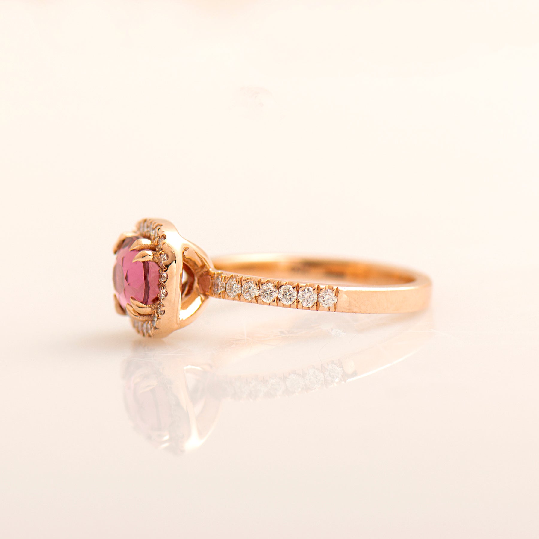 Halo Tourmaline Engagement Ring