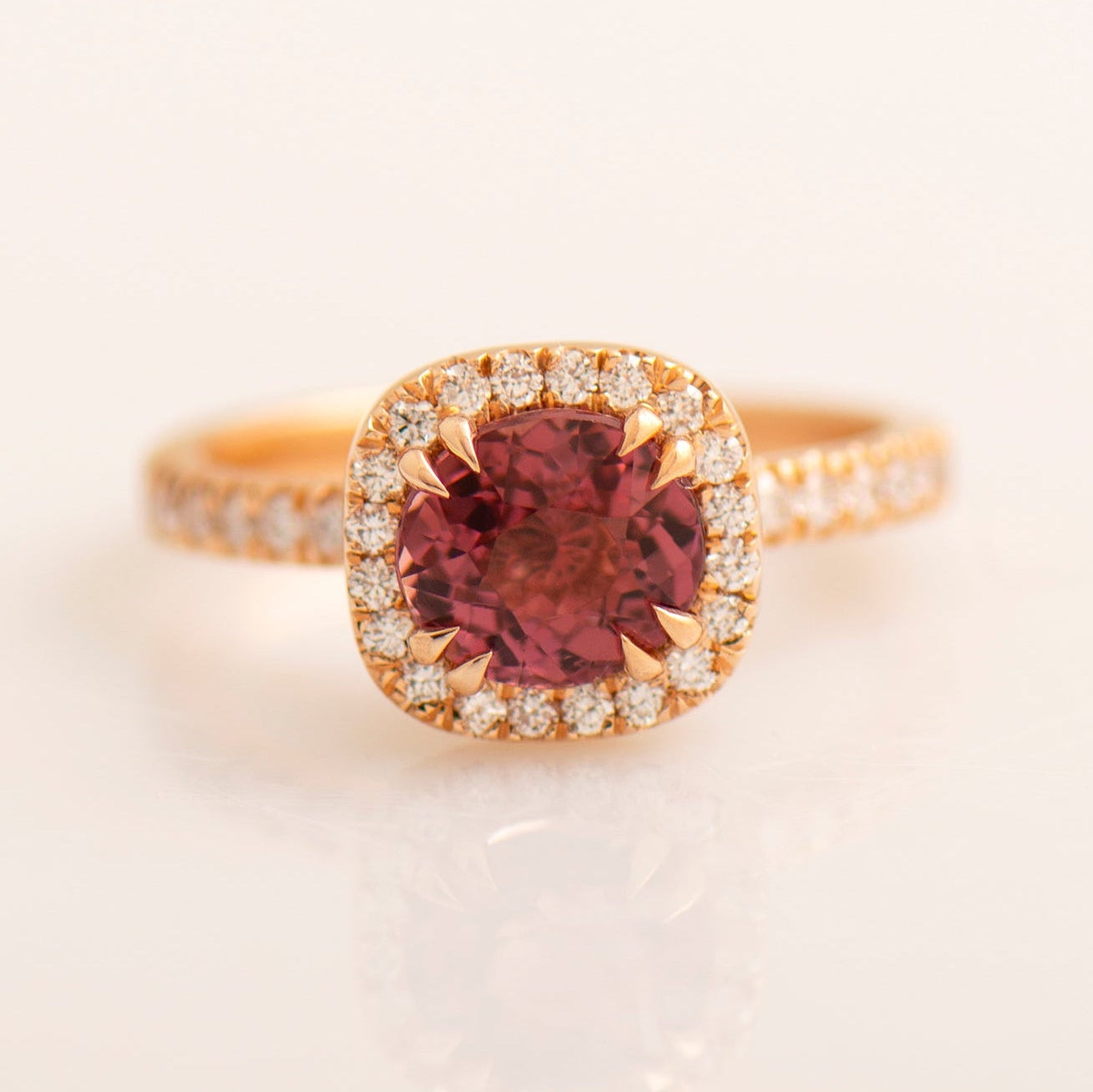 Halo Tourmaline Engagement Ring