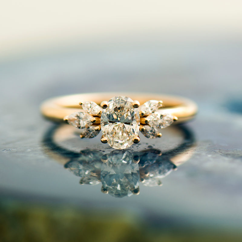 Cluster Flower Diamond 14k White Gold Engagement Ring