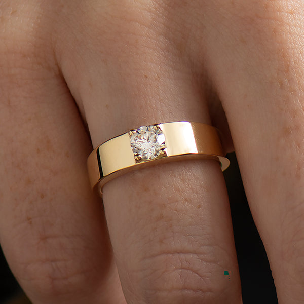 Wide Solitaire Diamond Ring